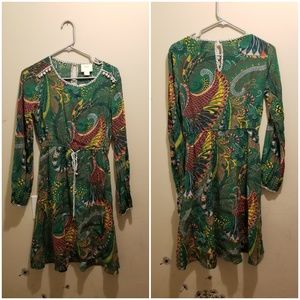 Anthropologie Green Paisley Midi Dress